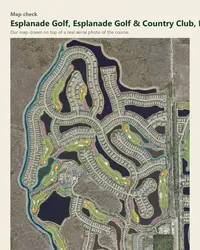 Esplanade Golf map print, map check on an aerial photo