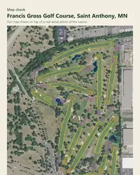 Francis Gross Golf Course map print, map check on an aerial photo