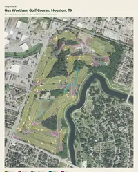 Gus Wortham Golf Course map print, map check on an aerial photo