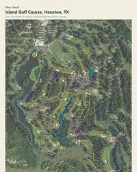 Island Golf Course map print, map check on an aerial photo