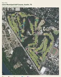 Lions Municipal Golf Course map print, map check on an aerial photo