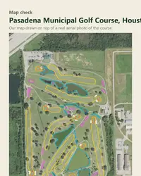 Pasadena Municipal Golf Course map print, map check on an aerial photo