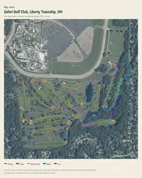 Safari Golf Club map print, map check on an aerial photo