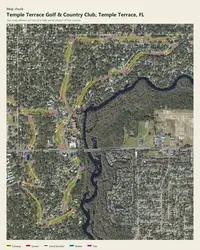 Temple Terrace Golf & Country Club map print, map check on an aerial photo