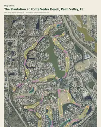 The Plantation at Ponte Vedra Beach map print, map check on an aerial photo