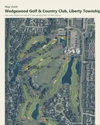 Wedgewood Golf & Country Club map print, map check on an aerial photo