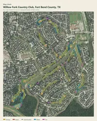 Willow Fork Country Club map print, map check on an aerial photo