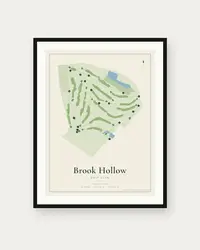 Brook Hollow Golf Club map print, framed poster