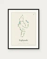 Esplanade Golf map print, framed poster