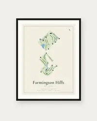 Farmington Hills Golf Club map print, framed poster