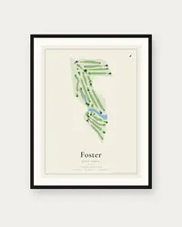 Foster Golf Links map print, framed poster