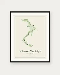 Fullerton Municipal Golf Course map print, framed poster