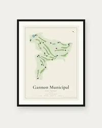 Gannon Municipal Golf Course map print, framed poster