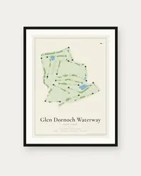 Glen Dornoch Waterway Golf Links map print, framed poster
