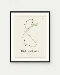 Highland Creek Golf Club map print, framed poster