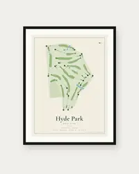 Hyde Park Golf Club map print, framed poster