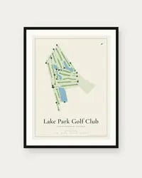 Lake Park Golf Club Championship Course map print, framed poster