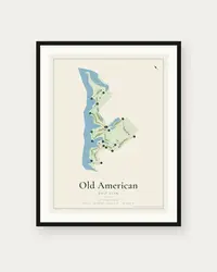 Old American Golf Club map print, framed poster