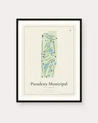 Pasadena Municipal Golf Course map print, framed poster