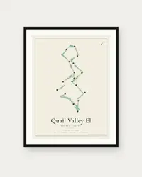 Quail Valley El Dorado Course map print, framed poster