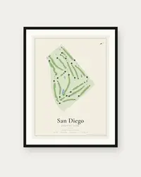 San Diego Country Club map print, framed poster
