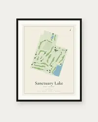 Sanctuary Lake Golf Course map print, framed poster