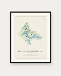 Shadow Hawk Golf Club and Black Hawk Country Club map print, framed poster