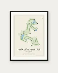 Surf Golf & Beach Club map print, framed poster