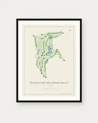 The Farms Golf Club at Rancho Santa Fe map print, framed poster