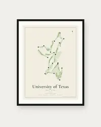 University of Texas Golf Club map print, framed poster