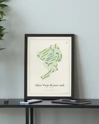 Aliso Viejo Resort and Golf Course map print, framed in a room