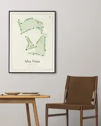 Alta Vista Country Club map print, framed in a room