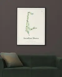 Arcadian Shores Golf Club map print, framed in a room
