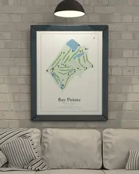 Bay Pointe Golf Club map print, framed in a room