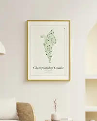 Championship Course map print, framed in a room