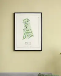 Denver Country Club map print, framed in a room