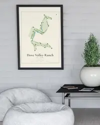 Dove Valley Ranch Golf Course map print, framed in a room