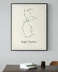 Eagle Harbor Golf Club map print, framed in a room