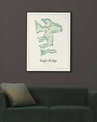 Eagle Ridge Golf Club map print, framed in a room