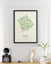El Rio Golf Course map print, framed in a room