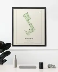 Encanto Golf Course map print, framed in a room