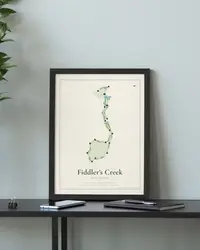 Fiddler's Creek map print, framed in a room