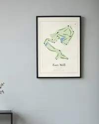 Fort Mill Golf Club map print, framed in a room