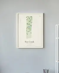 Fox Creek Golf Course map print, framed in a room