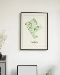 Fred Enke Golf Course map print, framed in a room