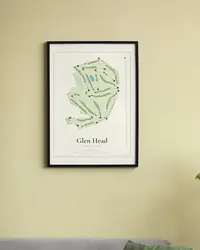 Glen Head Country Club map print, framed in a room