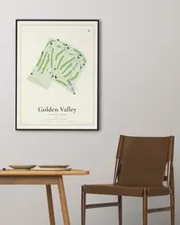 Golden Valley Country Club map print, framed in a room