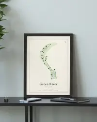 Green River Golf Club map print, framed in a room