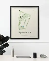 Highlands Ranch Golf Club map print, framed in a room
