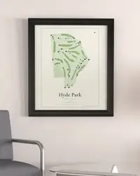 Hyde Park Golf Club map print, framed in a room